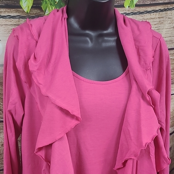Pink Ruffled Cardigan Sweater - Picture 2 of 6